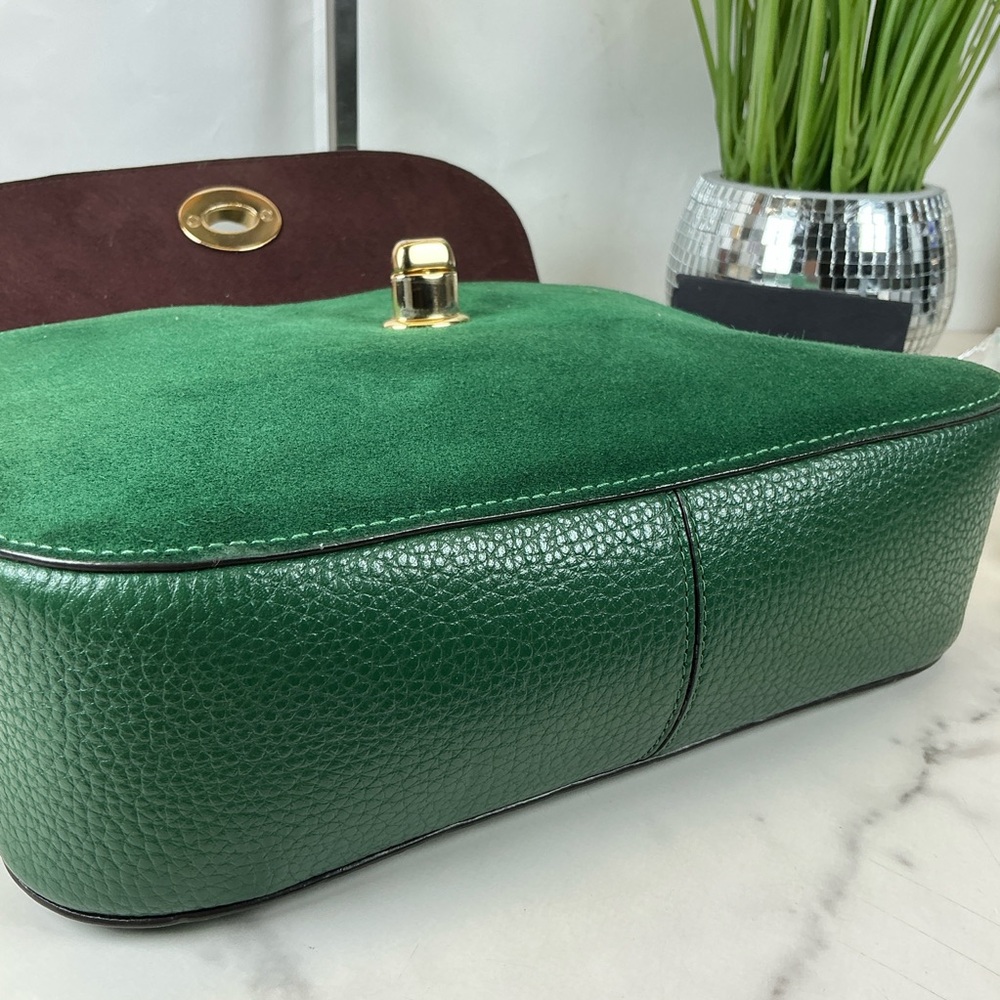 Coach Marlie Suede Emerald‎ Hunter Green Satchel Hand Shoulder Crossbody Bag - Picture 13 of 15
